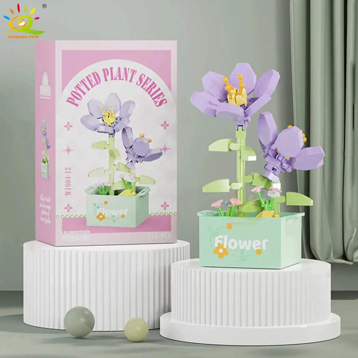 HUIQIBAO MOC Flower Succulent Potted Model Building Block DIY Eternal Bouquet Home Desk Plant Decor Brick Girl Gift Children Toy - ToylandEU