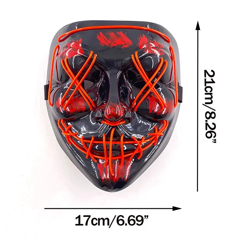 Wireless Halloween Neon LED Purge Mask Masque Masquerade Party Masks Light Grow in the Dark Horror Mask Glowing Masker - ToylandEU