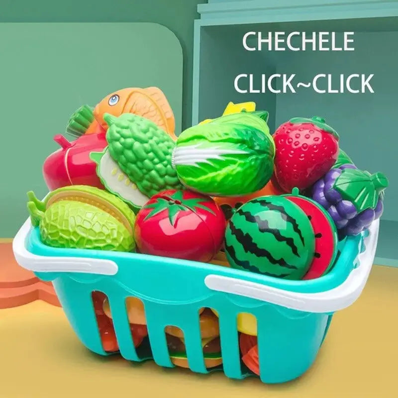 Cutting Play Food Toy for Kids Kitchen Pretend Fruit &Vegetables Accessories Educational Toy Food kit for Toddler Children Gift - ToylandEU