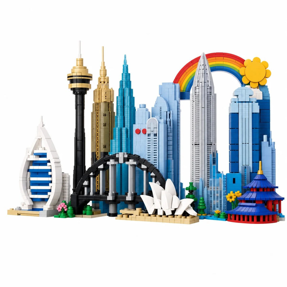 City Block Set | Compatible With Lego | Small Brick Format | Travel Collectible