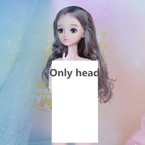 60CM BJD Doll Head with 4D Artificial Eyes and Long Curly Hair ToylandEU.com Toyland EU