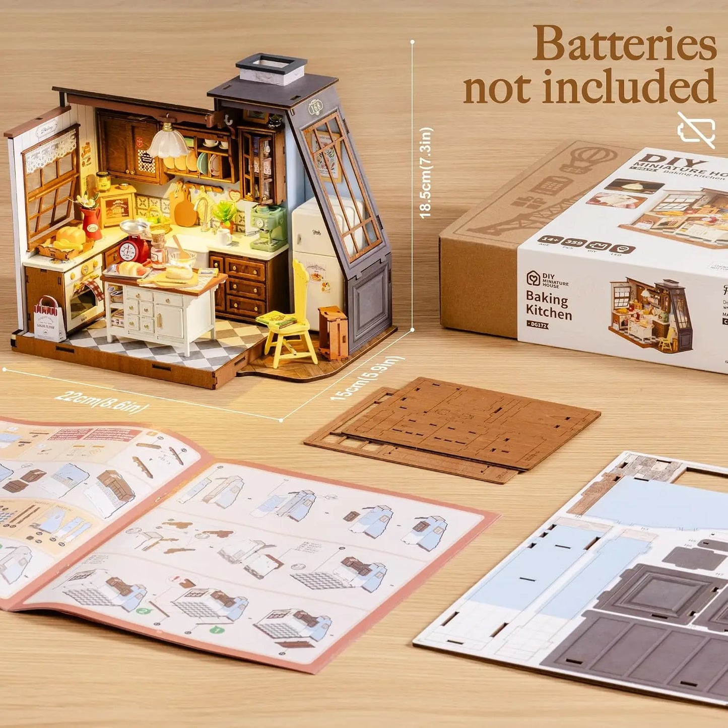 DIY Miniature Dollhouse Kit | 359 Pcs | Size 220x150x185mm | Baking Kitchen