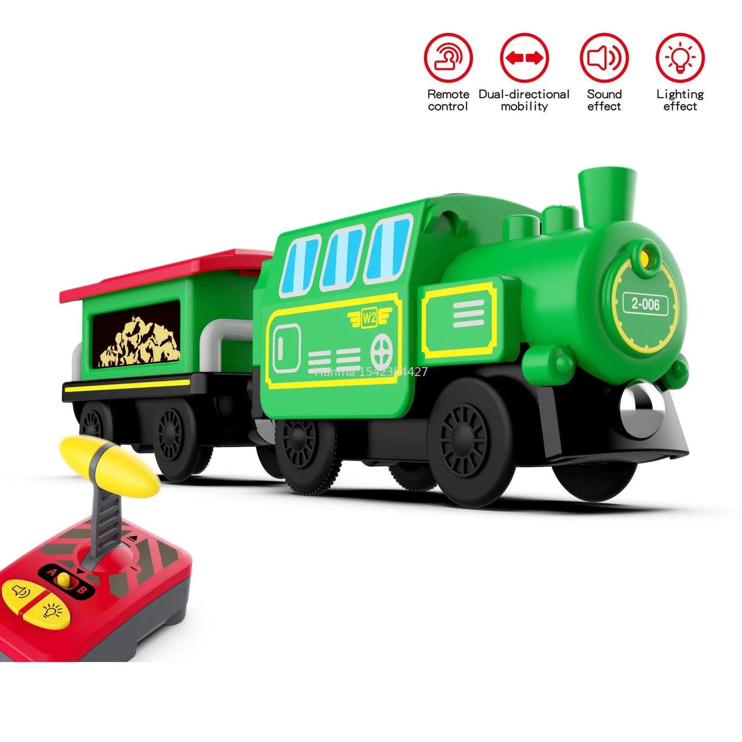 Remote Control Electric Train Set with Wooden Track Compatibility