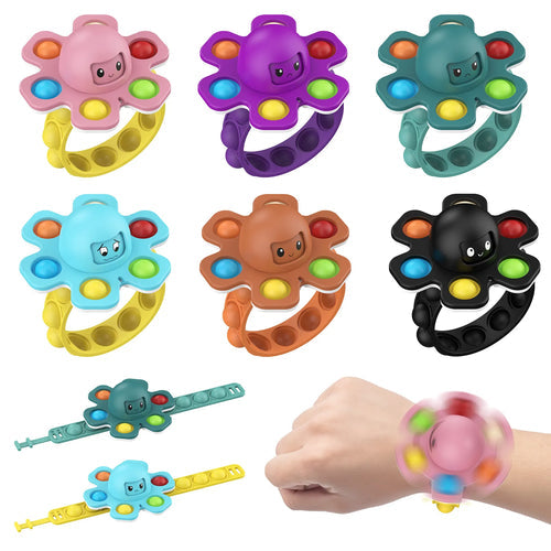 Octopus Wristband Hand Fidget Push POP Antistress Toy Spin Face ToylandEU.com Toyland EU