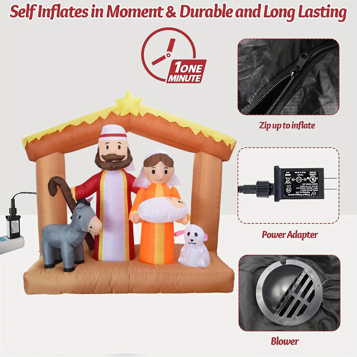 Inflatable Nativity Scene | 6 Ft Led | Outdoor Holiday Decor