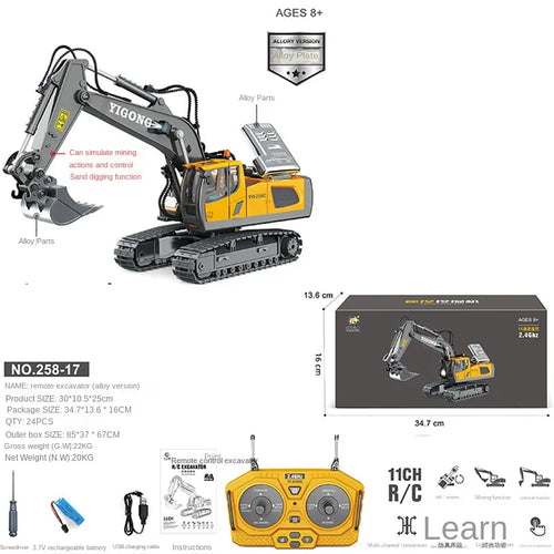 Rc Car Toys Truck 1:30 Wheel Shovel Loader 6CH 4WD Metal Remote ToylandEU.com Toyland EU