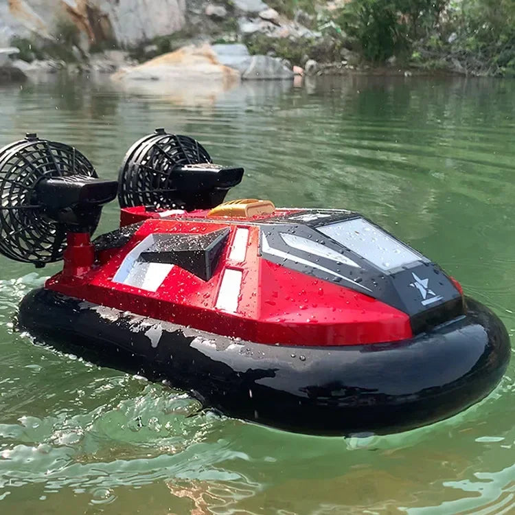 RC 4-Way Remote Control Amphibious Hovercraft Speedboat for Kids - High-Speed Electric Land and Water Racing Toy