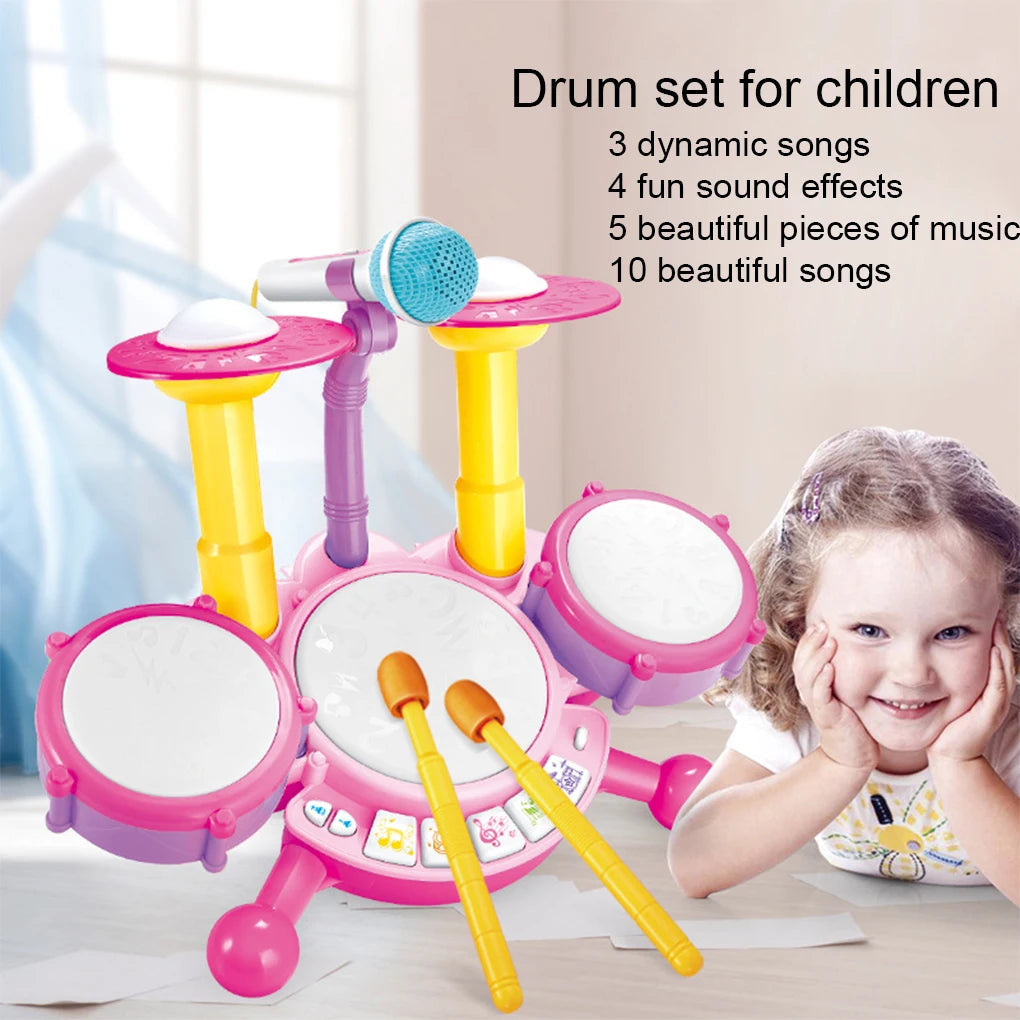 Powerful Beat Kids Drum Set - Easy To Play And Rhythmic For Musical Toyland EU