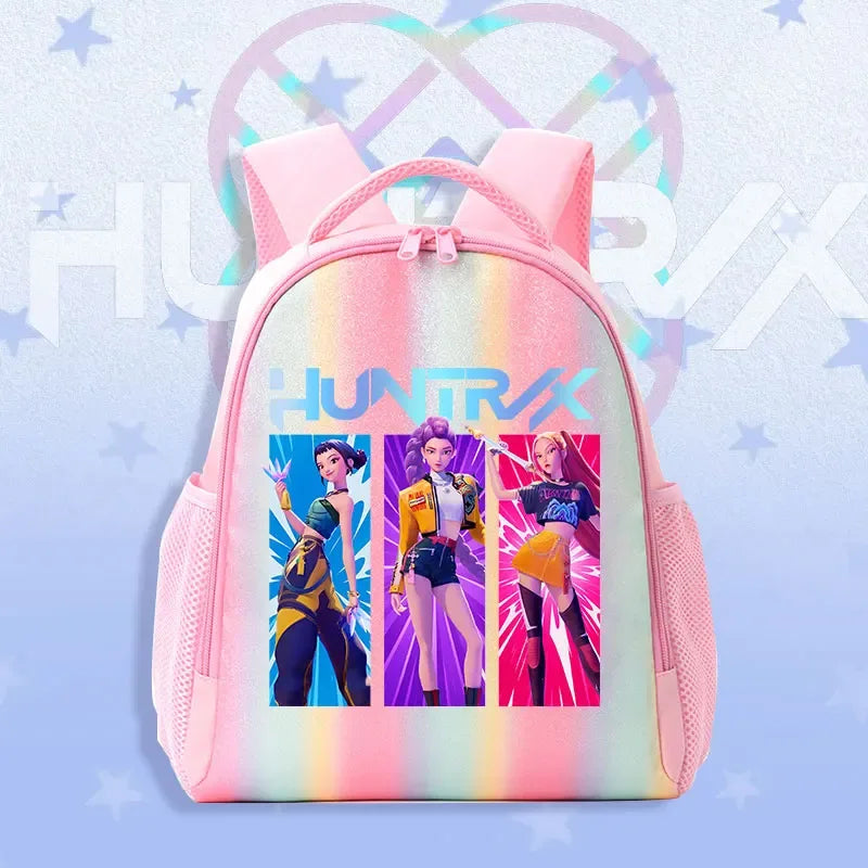 K Pop Demon Hunters Kids Backpack Rainbow Shoulder Bag