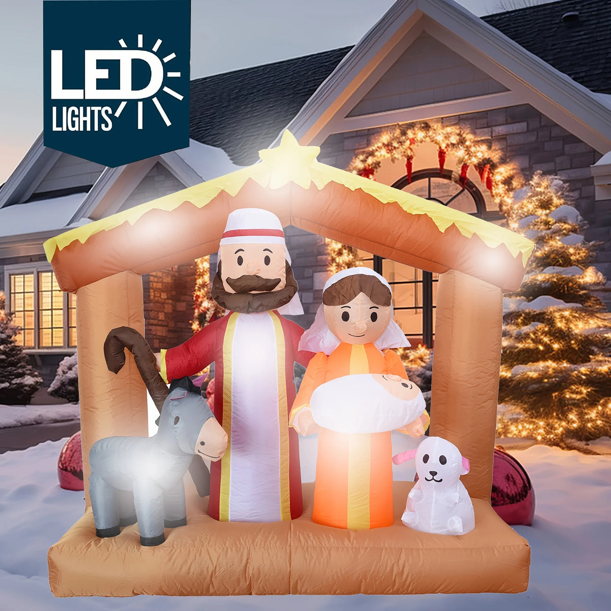 Inflatable Nativity Scene | 6 Ft Led | Outdoor Holiday Decor