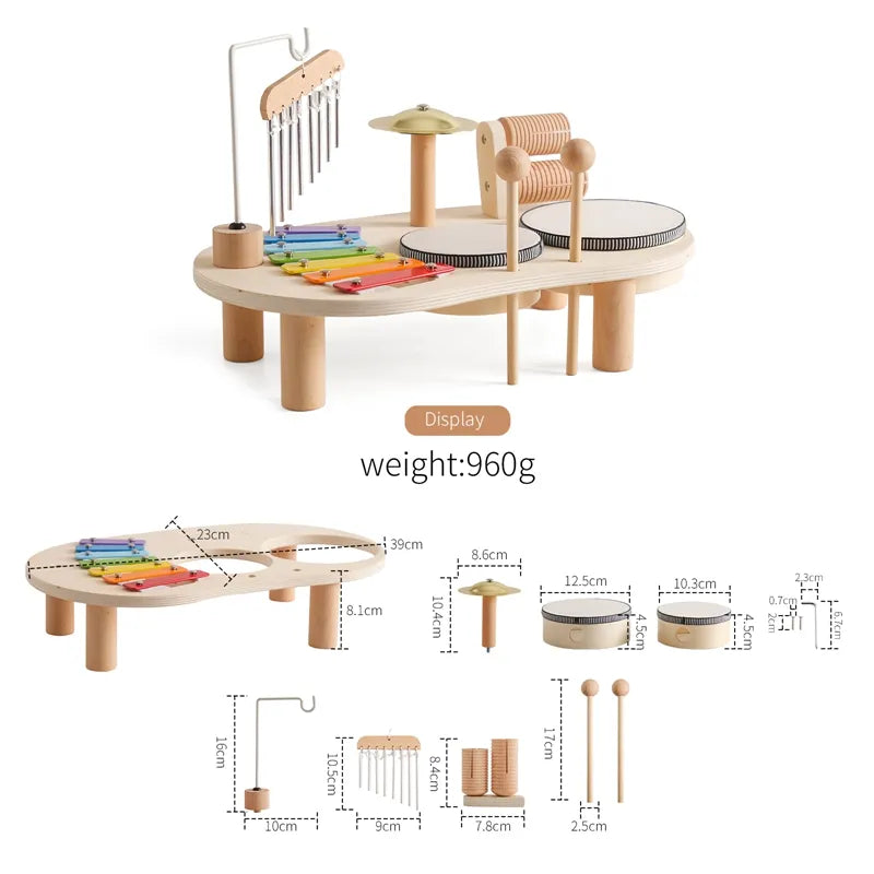 Baby Wooden Montessori Toys Bandstand Model Removable Set Mobile Drum Toyland EU