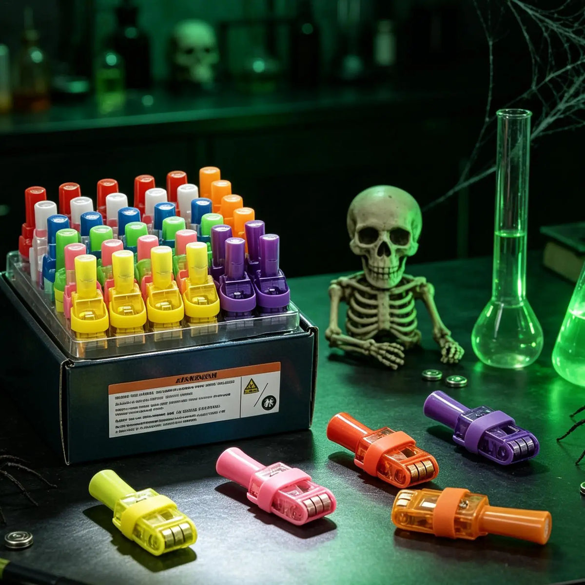 Halloween Finger Lights | 36 Pack LED Glow | Battery Operated For Kids Party