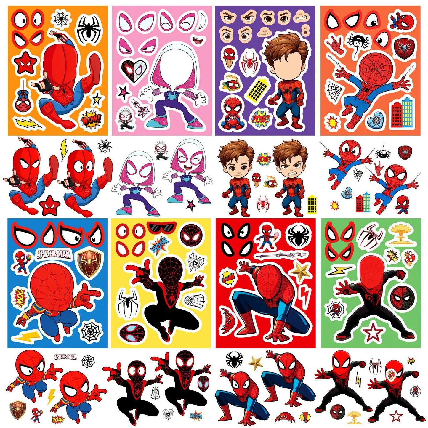 Spiderman Sticker Set | 8 Sheets | Waterproof | 5 cm Diameter