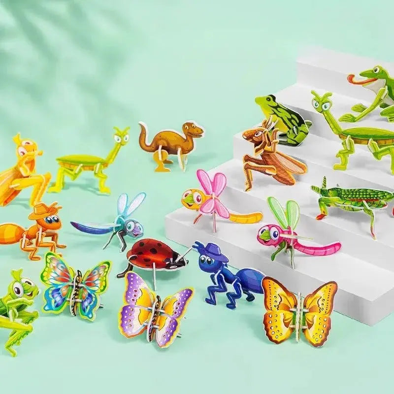 Cartoon Handmade DIY 3D Jigsaw Puzzle Insect Dinosaur Animal 25PCS Set Glue-Free Cultivate Observation Teaching Aids Kids Toys - ToylandEU