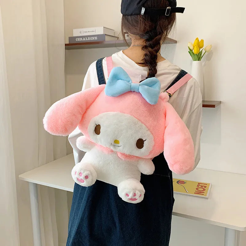 Kawaii Cinnamoroll & Melody Plush Backpack - Adorable Sanrio Bag