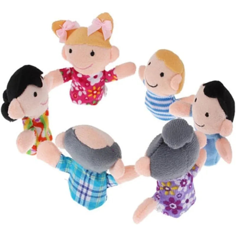 Cloth Finger Puppets | Soft Fabric Weave | Funny Animal Faces | Six Pack Kids Toy