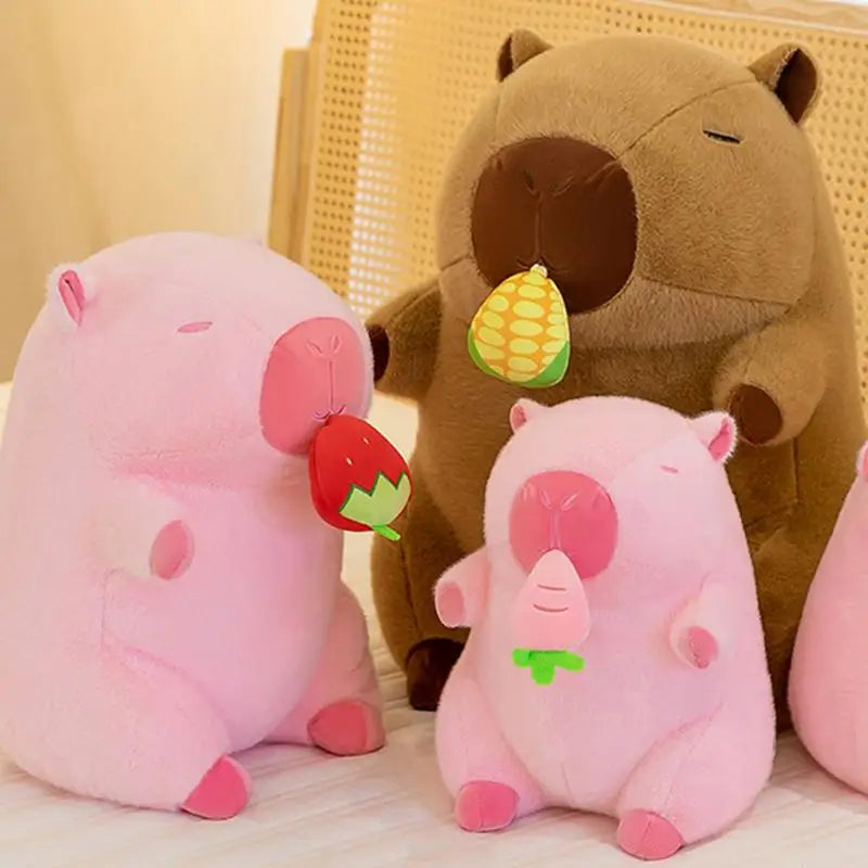 Charming Capybara Plush Pillow with Fruit Design for Cozy Decor