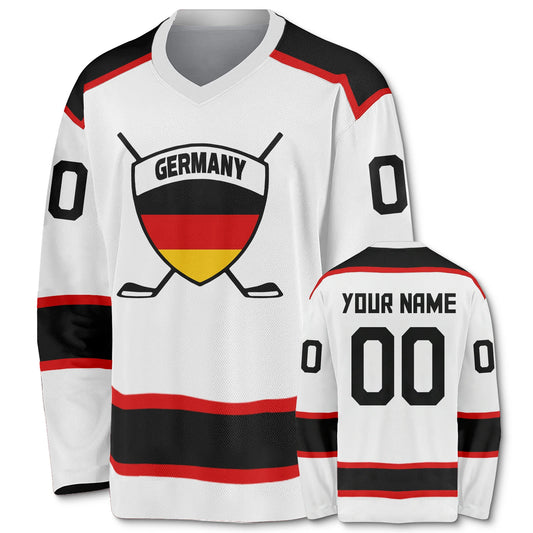 Personalized Germany Hockey Jersey for Men, Women, Youth & Kids - Custom Name & Number V-Neck Sports Uniform Gift for Fans