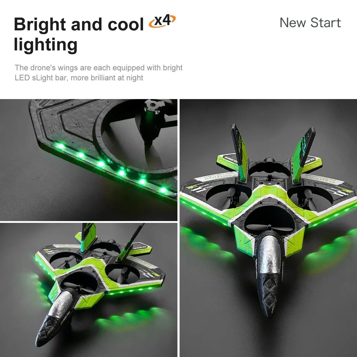 LED Light RC Foam Glider Fighter Airplane Toy for Boys