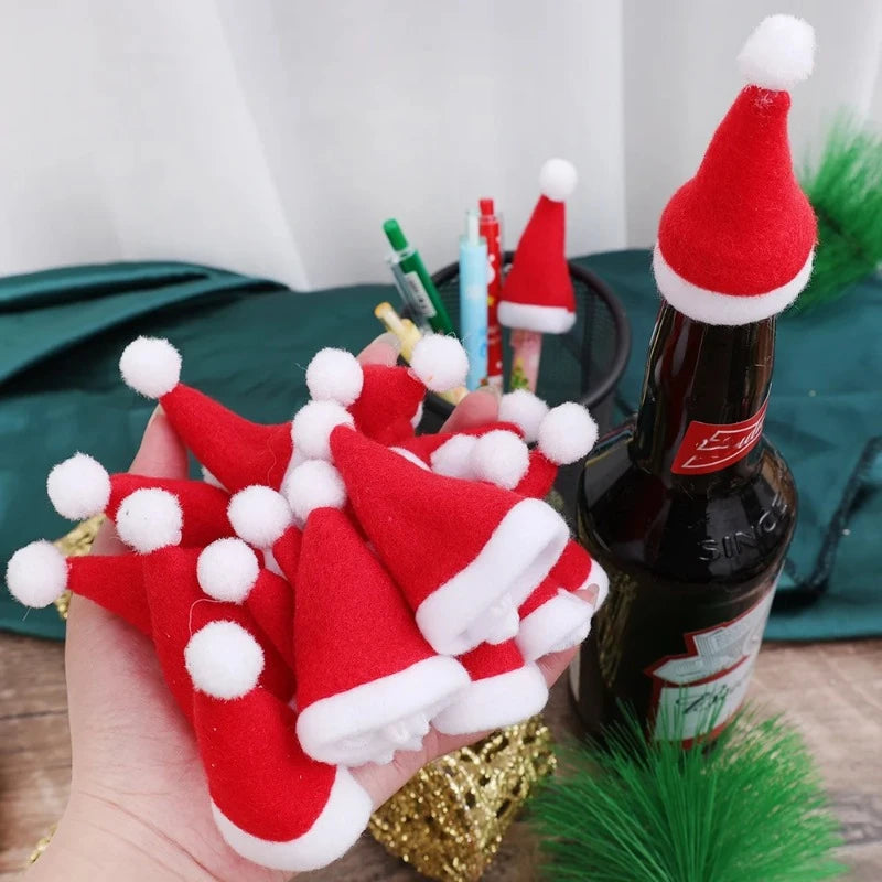 Mini Santa Hat Covers | Non Woven Material | Lollipop Caps | 7Cm Xmas Decor