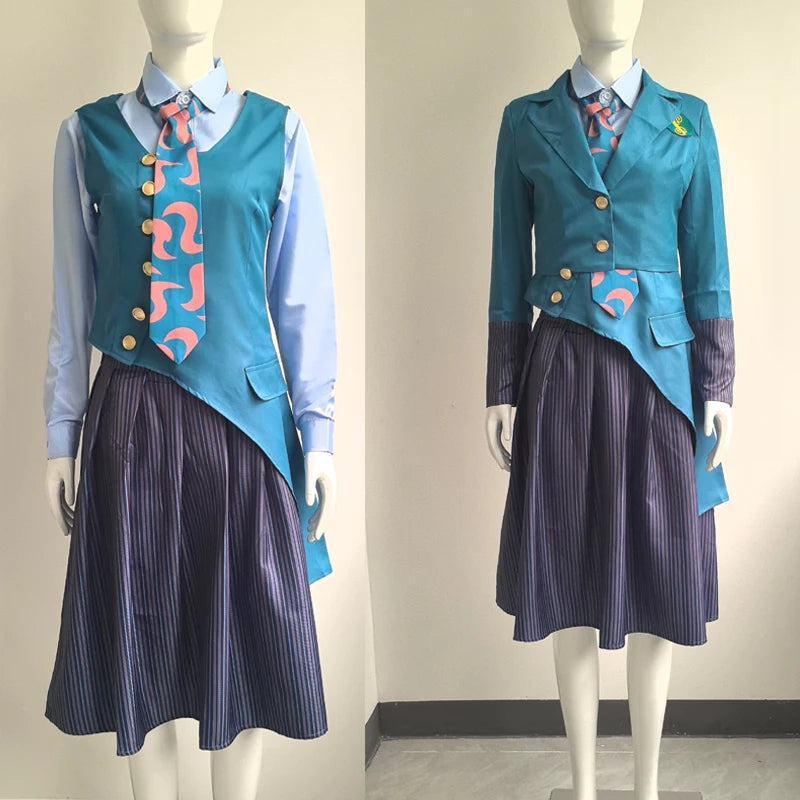 Witch Cosplay Costume | Green Jacket And Skirt | Polyester Knit | Women
