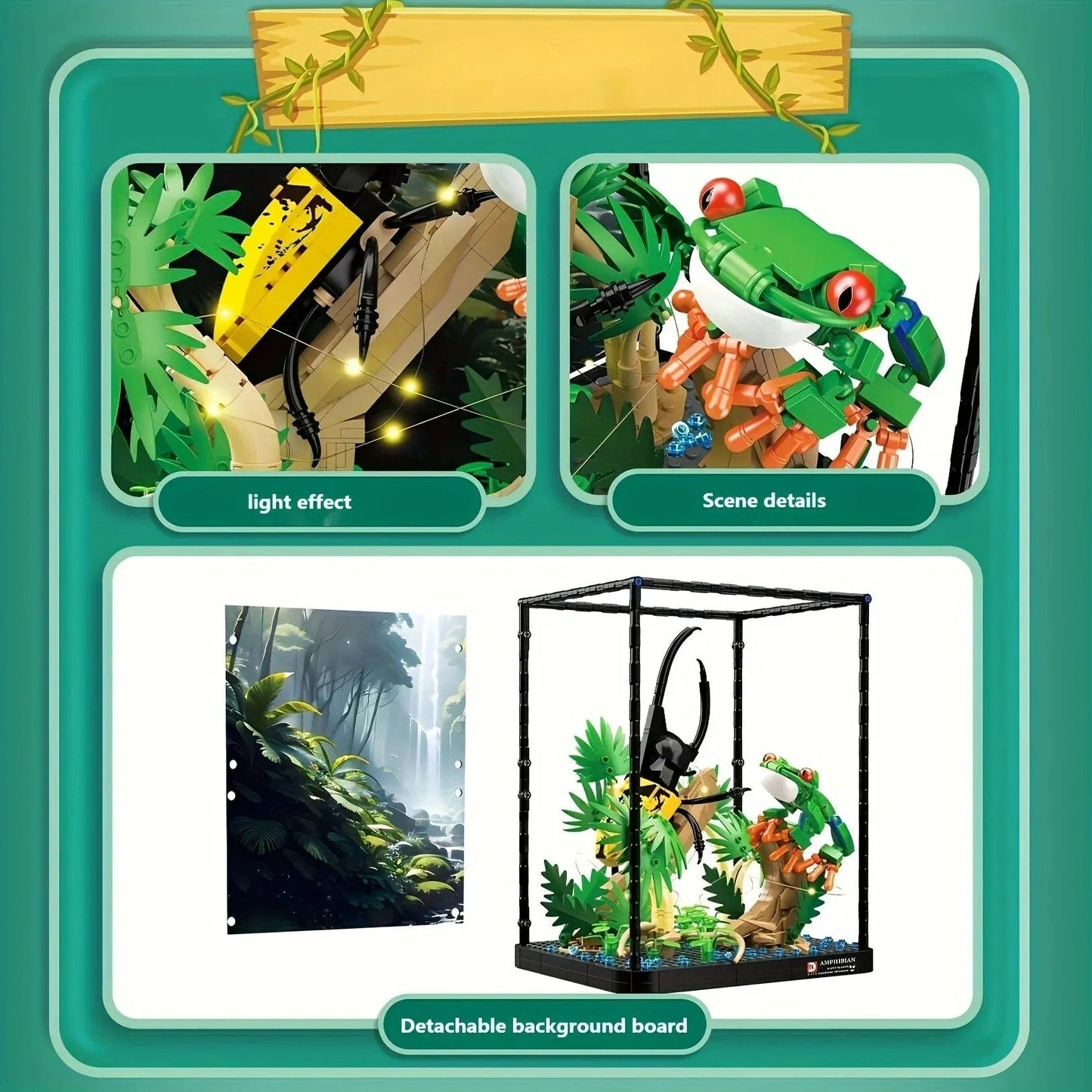 Tropical Rainforest Animals Building Set with Ideas Theme - ToylandEU