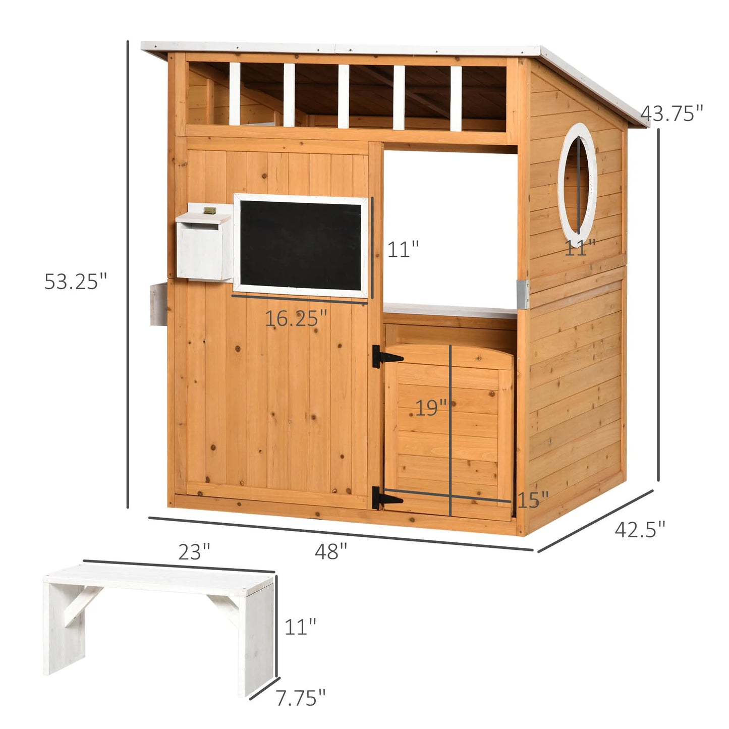 Wooden Playhouse for Kids Outdoor Backyard Fun with Working Door