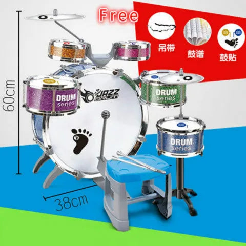 Fashion Large Children Music Jazz Drums Set ( 6 drums + 2 cymbals ) Toyland EU