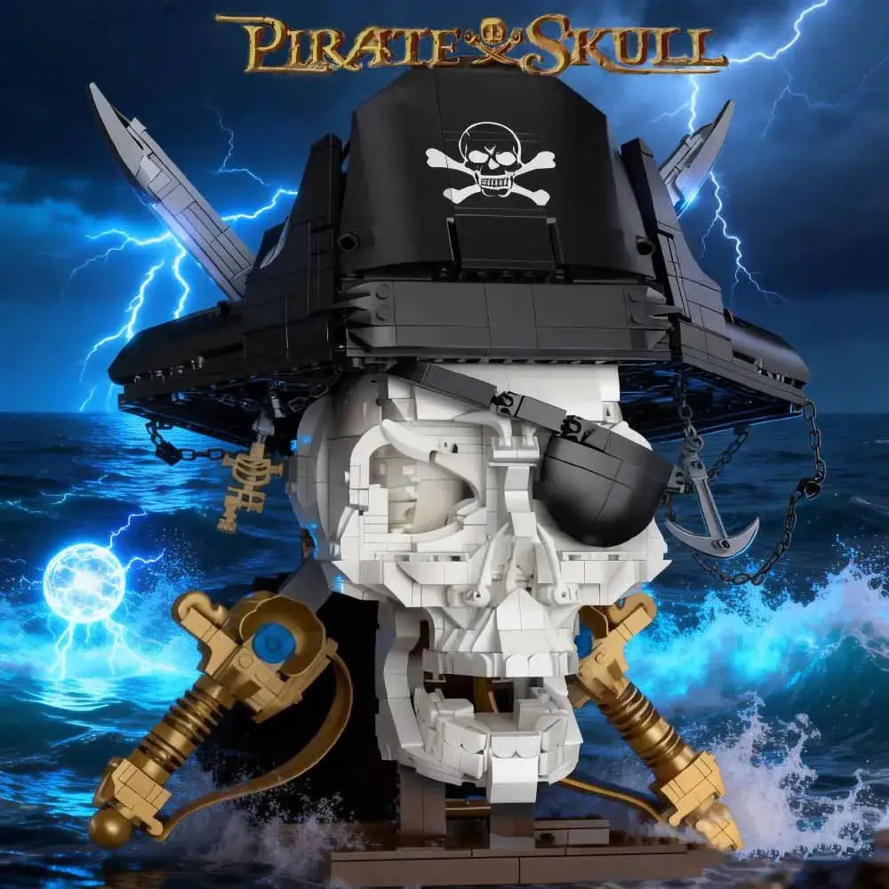 Pirate Skull MOC Blocks Skeleton Model Creative Building Toys for Boys Kids Adult Gifts 1100+Pcs DIY Sets Bricks Room Ornament - ToylandEU