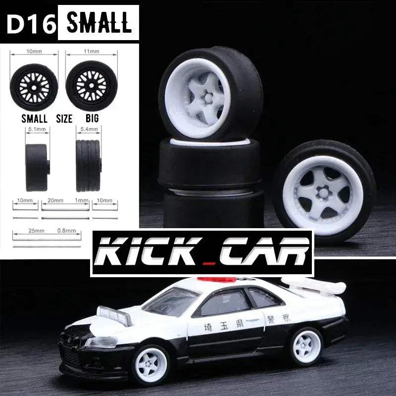 1/64 Scale Model Car Wheels With Rubber Tires Detail Up - ToylandEU