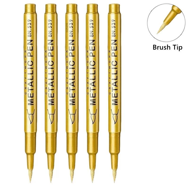 Metallic Paint Pens | Brush Tip Nib | Toylandeu™