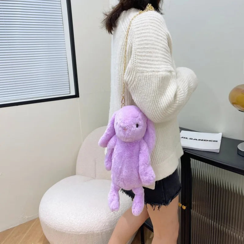 Long Ear Rabbit Doll Fashion Imitation Rex Rabbit Fur Bag Plush - ToylandEU