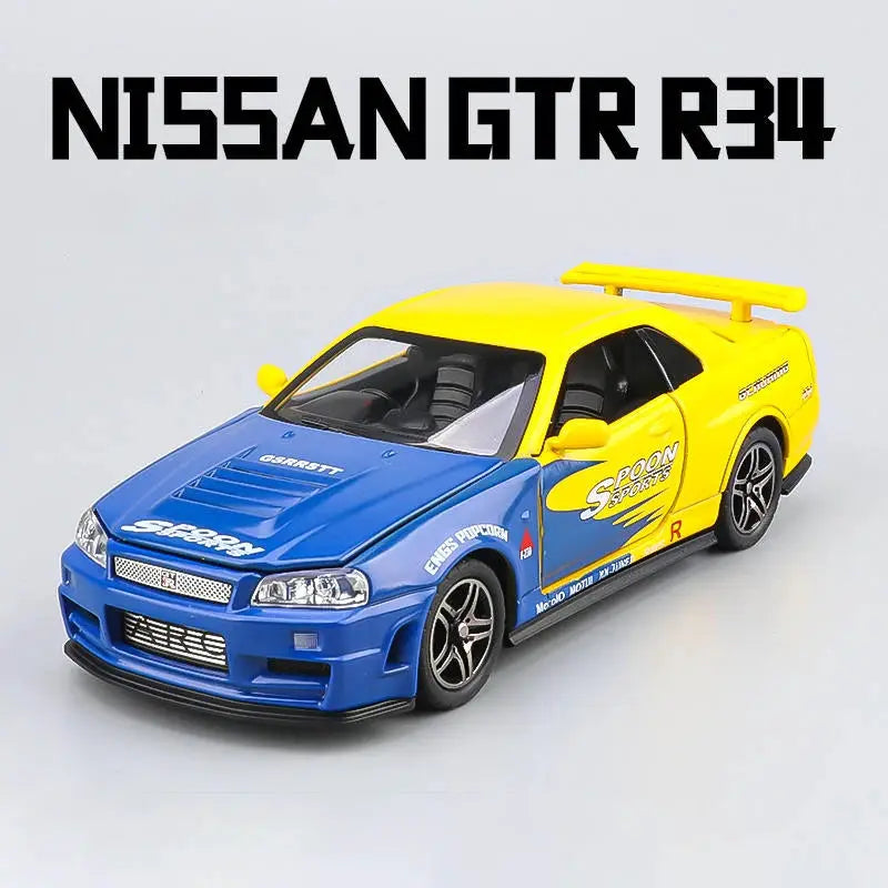 1:32 GTR GT-R R35 R34 Supercar Alloy Car Model Diecasts & Toy Vehicles Toy Cars Kid Toys For Children Gifts Boy Toy - ToylandEU