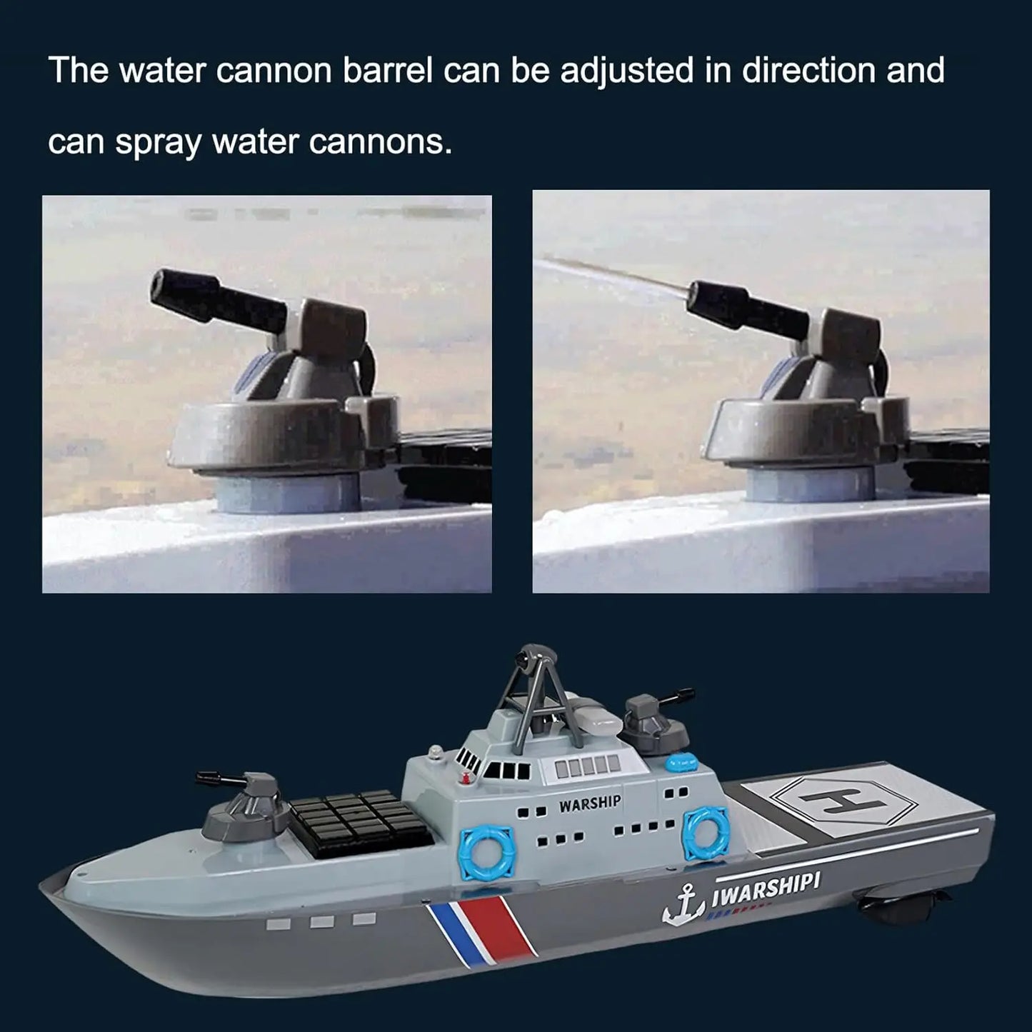 RC Warship | 22 In 56 Cm Length | 15 Km/h Max Speed | 8WD 2.4G LED Version