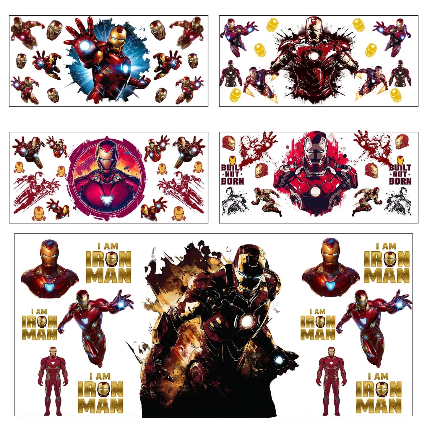 UV DTF Transfer Stickers | Super Hero Cartoon | 5pc Set | 16oz Cup Wraps