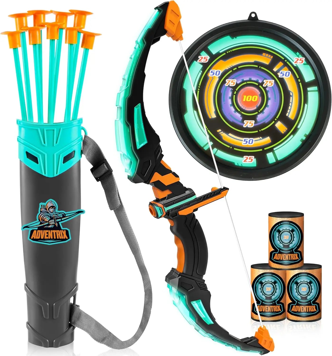 Kids Archery Set With LED Light Up Arrows Outdoors