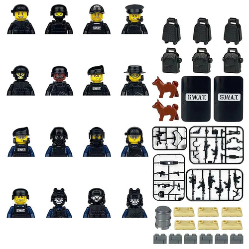 Military Army and Police Building Blocks Figures Set, including WW2 Soldier and SWAT Officer Toys ToylandEU.com Toyland EU