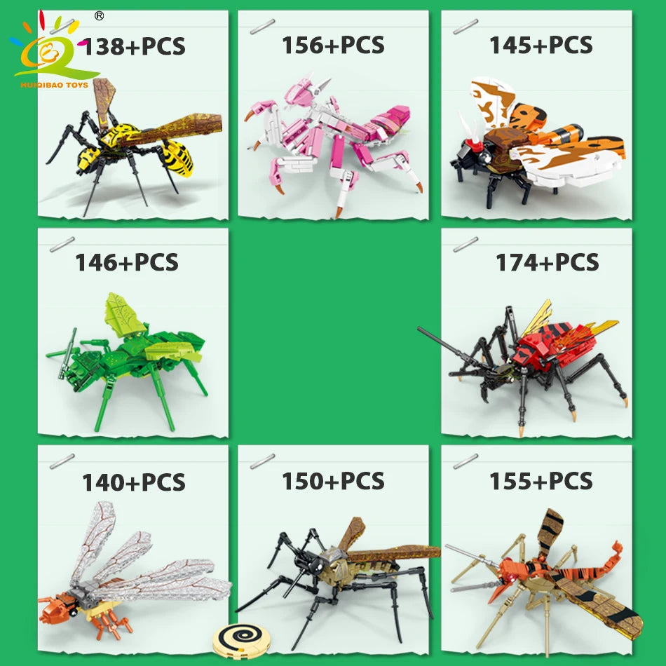 HUIQIBAO Insect Model Building Blocks - Fly Bee City Construction - ToylandEU