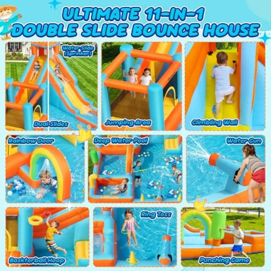 Inflatable Water Slide Bounce House With Dual Water Slides