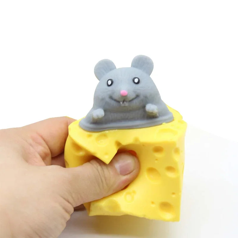 Squeezable Mouse Toy | Cheese Shape | Stress Relief Grip | Great For Kids