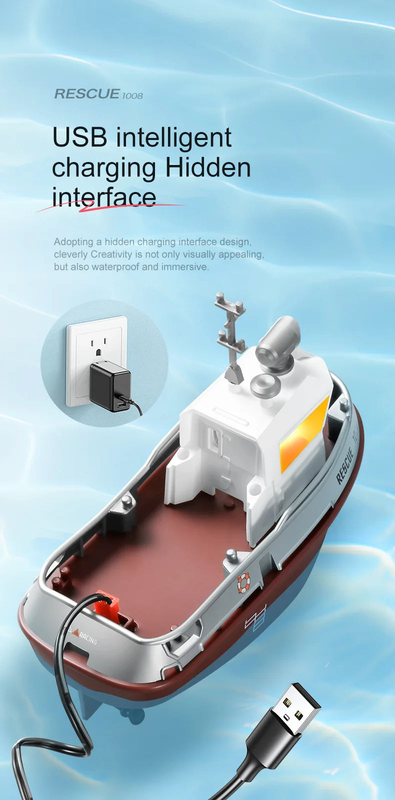 RC Remote-Controlled Electric Mini Boat for Kids – Rechargeable Water Toy Gift for Boys, Perfect for Christmas Surprises