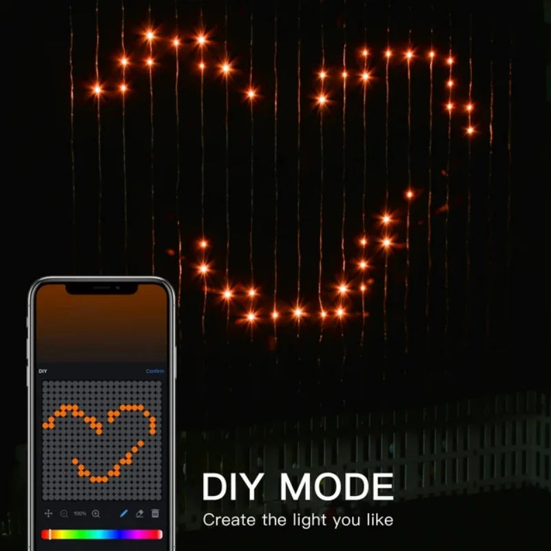 Smart Curtain Lights | App Control IP65 Waterproof | Music Sync | 2Mx2M 3Mx3M