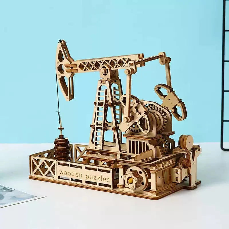 3D Wooden Puzzle | Oil Drilling Rig Model Kit | Engineering Model | Teens and Adults