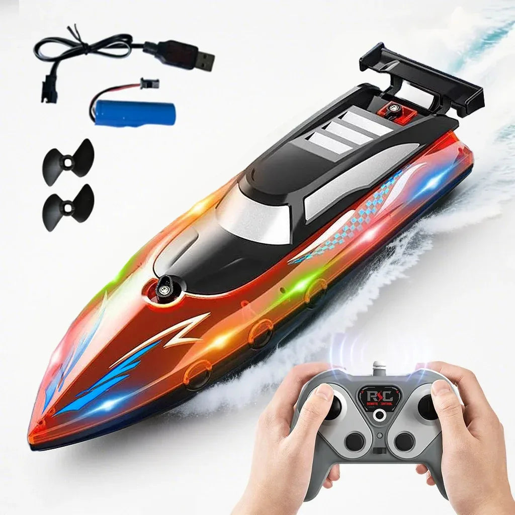 RC Boat With LED Light Proportional Remote Control - ToylandEU