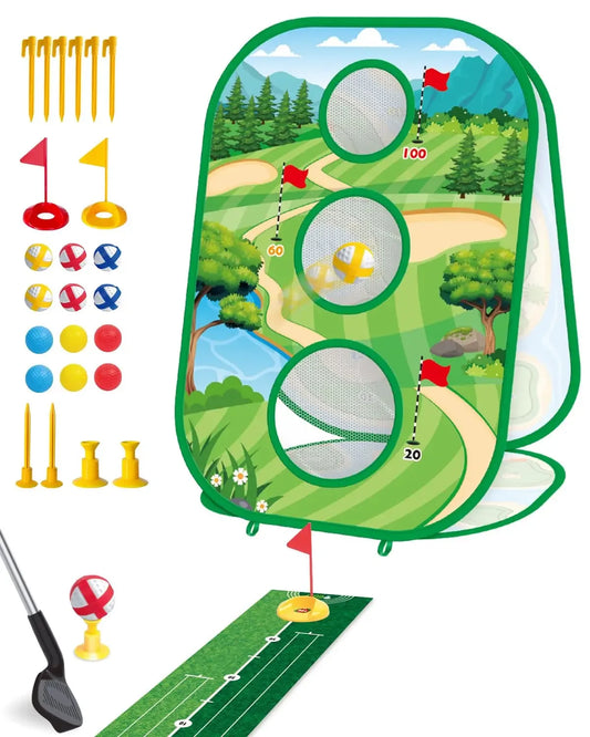 Kids Golf Set With Putting Practice Mat And Chipping Net - ToylandEU