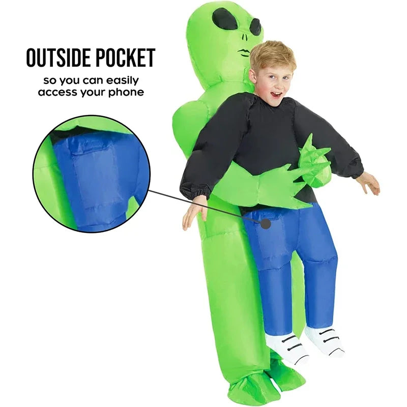 Inflatable Alien Costume | Green Design | Kids Fit | Halloween Party