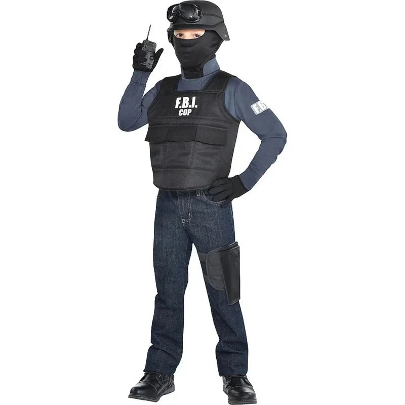 Kids SWAT Team Costume Set with Bulletproof Vest & Helmet for Fun Adventures