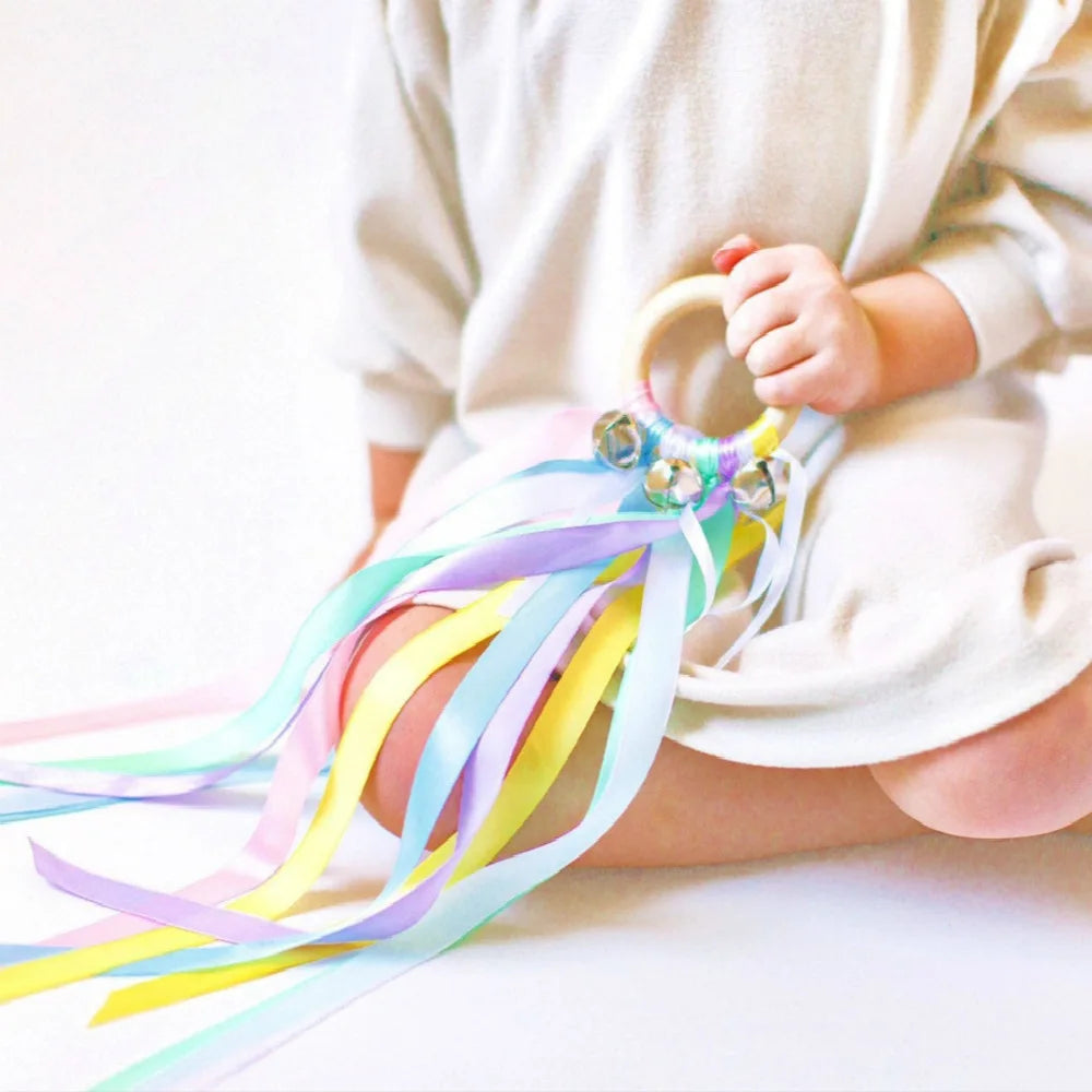 Rainbow Wooden Ring Ribbon Hand Kite - ToylandEU