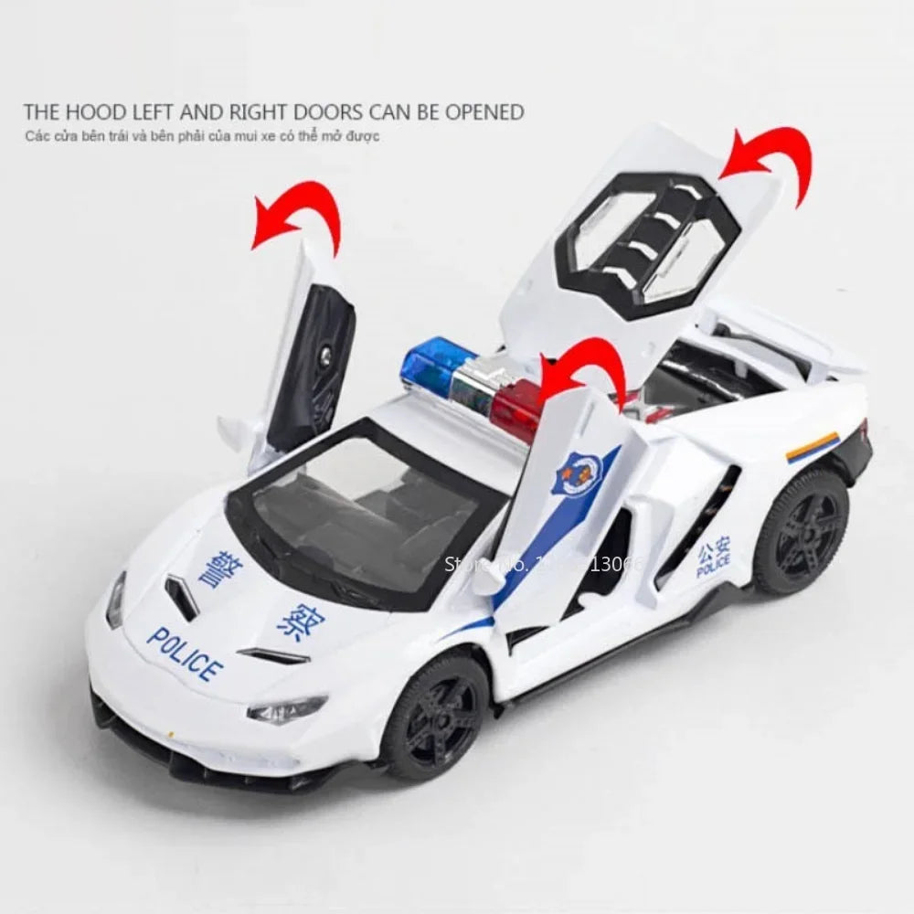 1/32 Scale Lamborghini LP770-4 Police Car Model with Sound and Light - ToylandEU