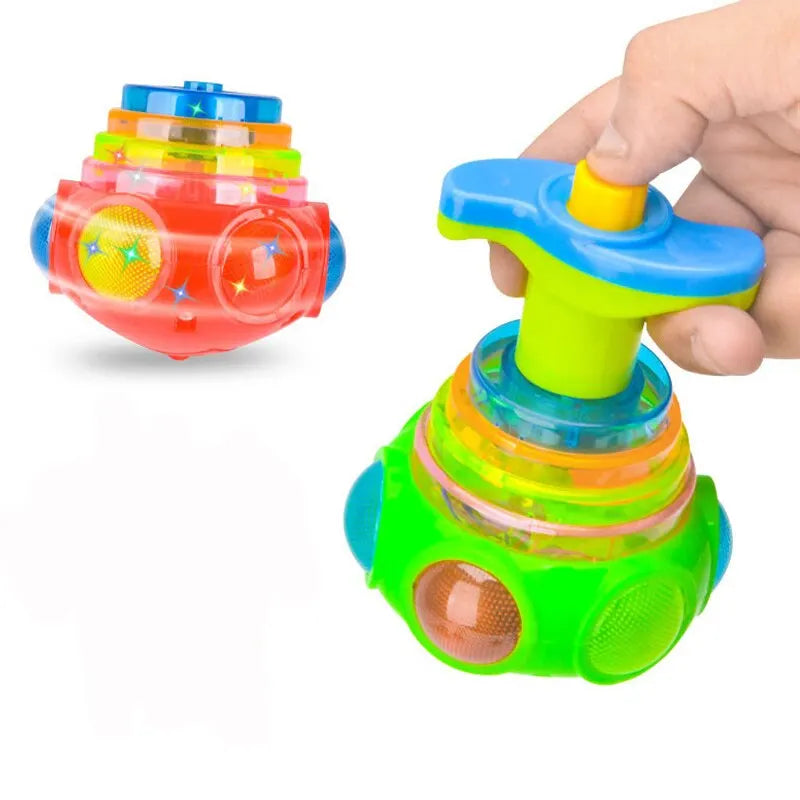 Colorful LED Music Spinning Gyro Toy for Kids - Light-Up Bagged Goodie Filler - ToylandEU